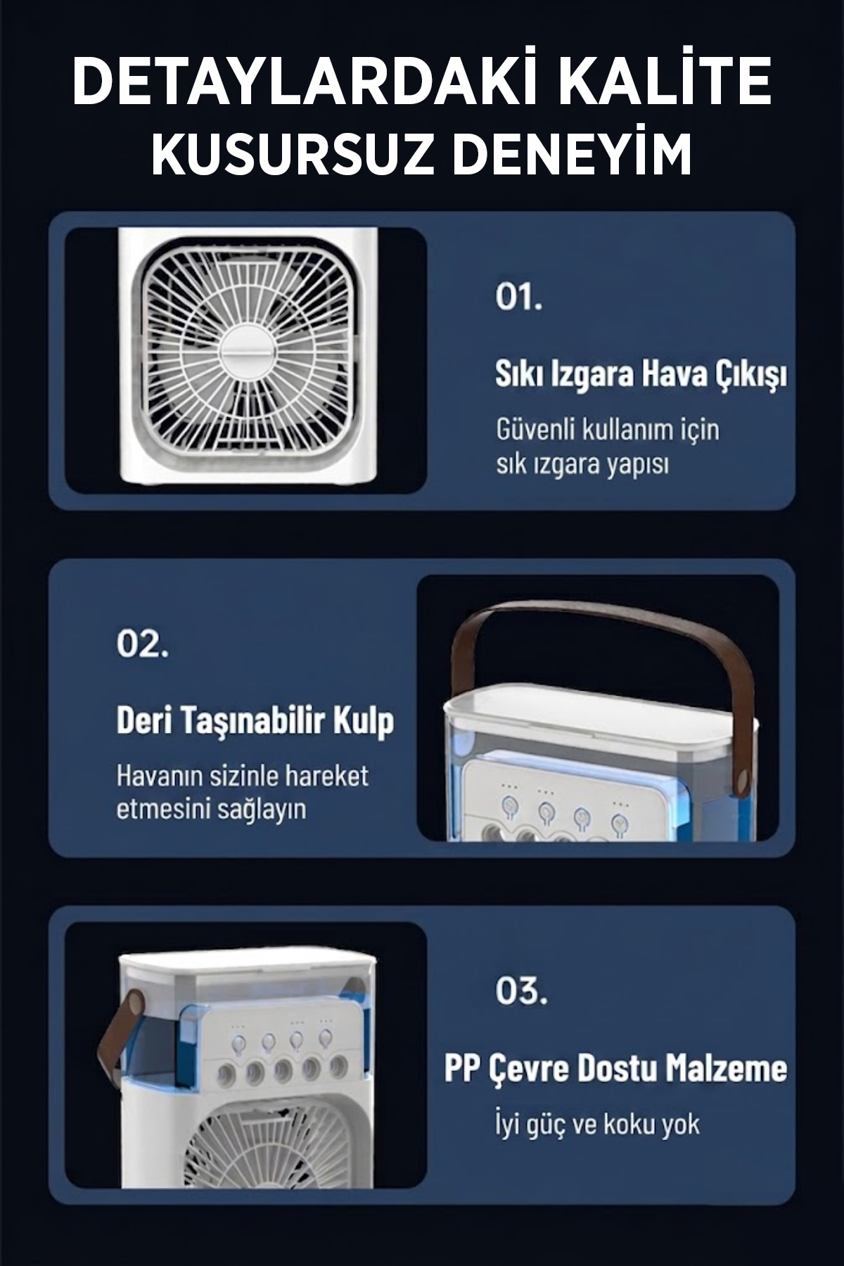 600 ml Su Hazneli Klima Fan – Taşınabilir Hava Soğutucu Fan görsel 6