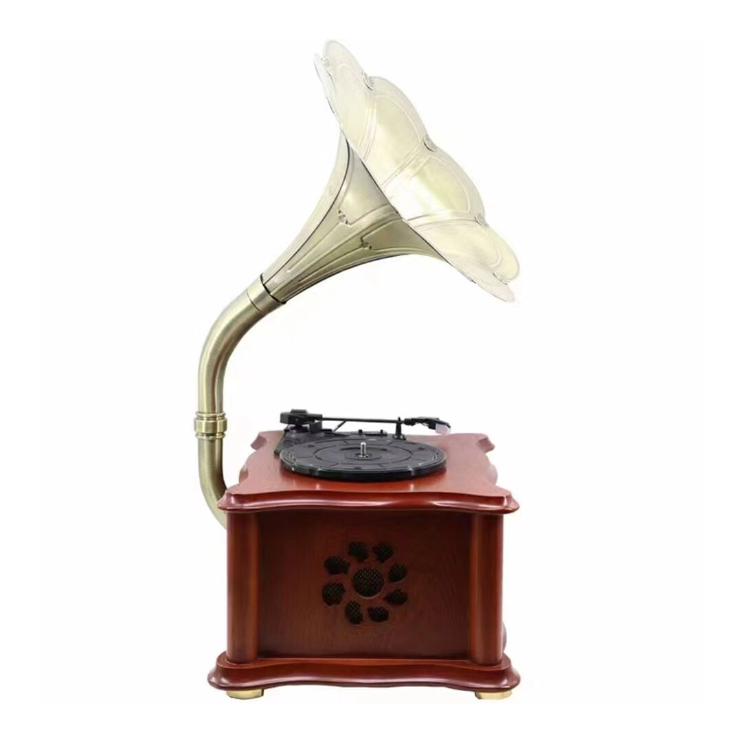 Retro Ahşap Gramofon Pikap | Bluetooth, USB ve Stereo Hoparlör görsel 2
