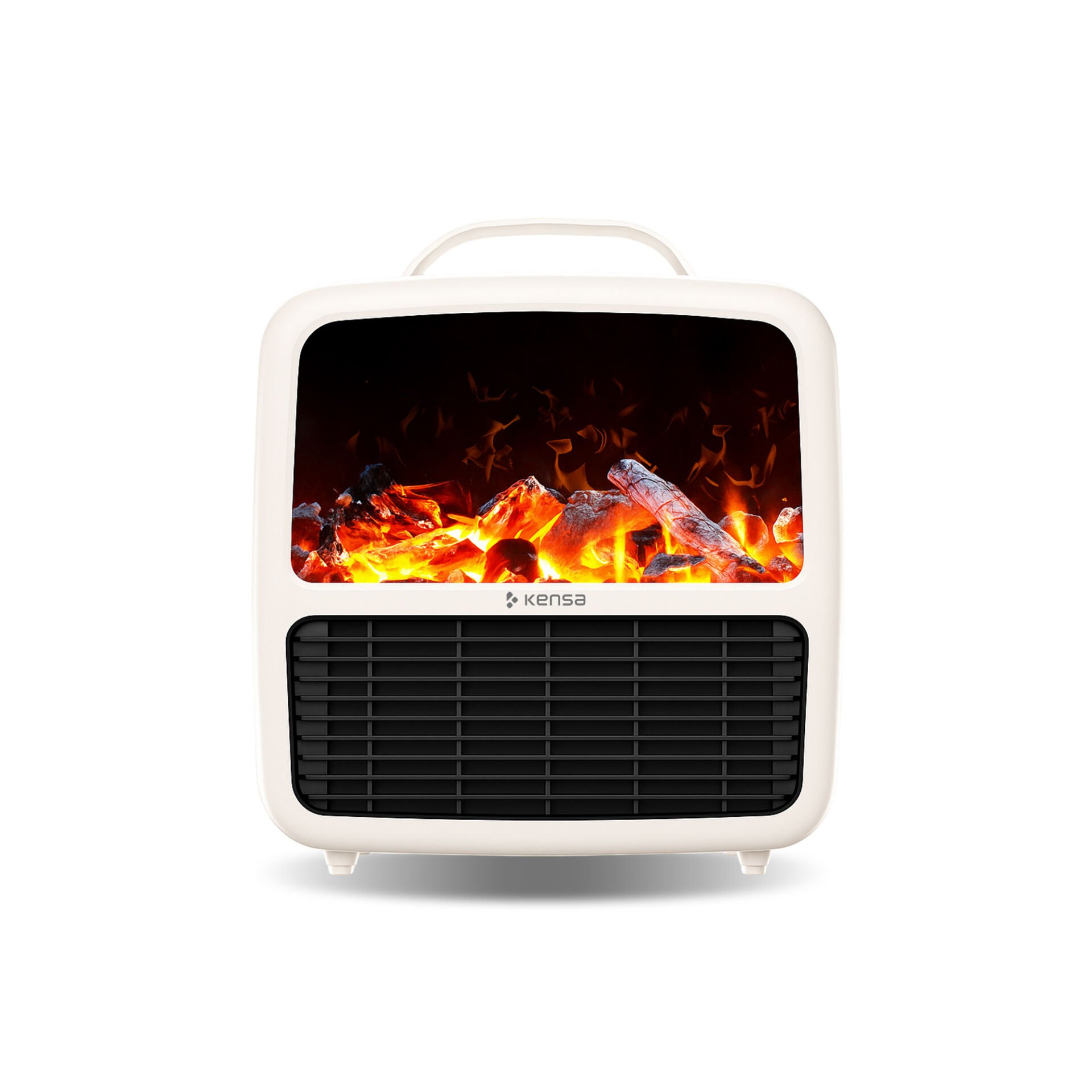 2000W 3D Alev Efektli Mini Elektrikli Isıtıcı Beyaz