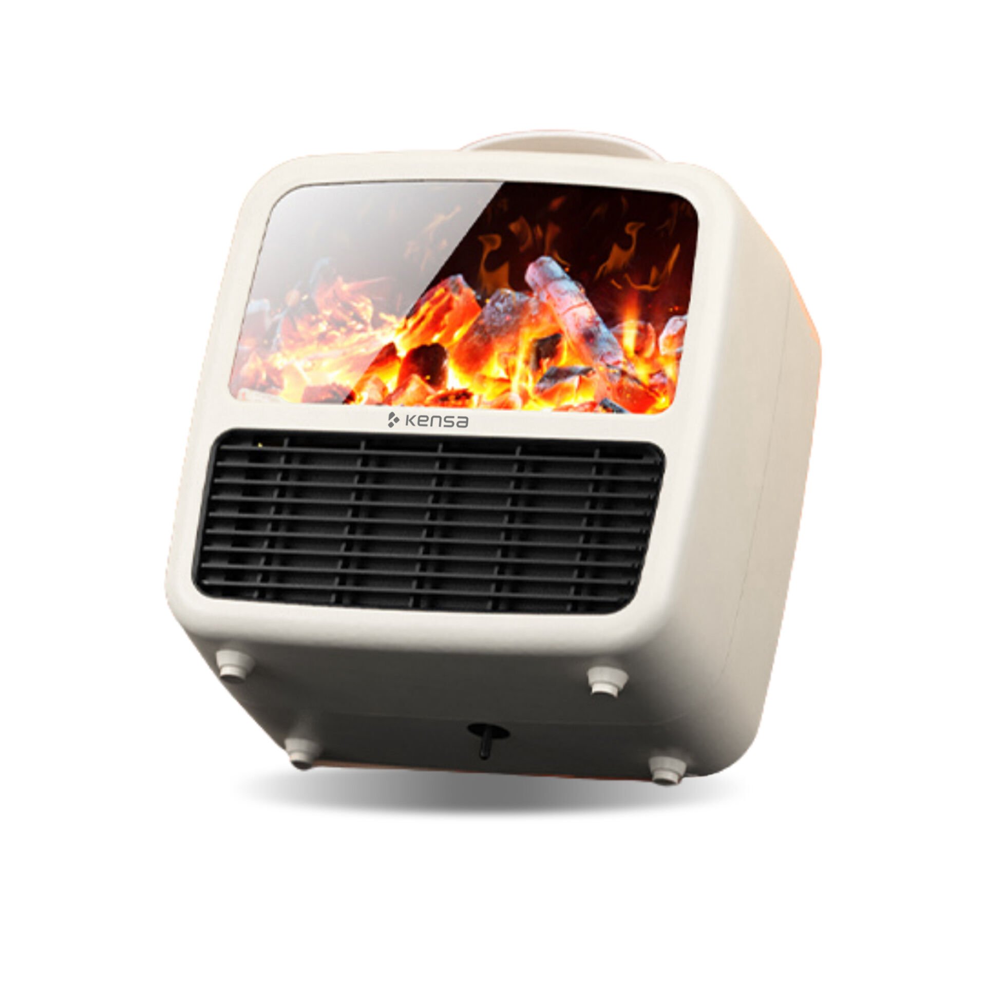 2000W 3D Alev Efektli Mini Elektrikli Isıtıcı Beyaz görsel 2
