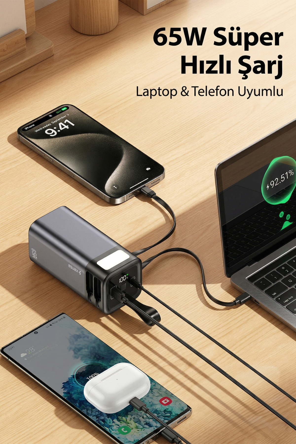 65W Hızlı Şarj Powerbank 20000mAh – DijitalTaşınabilir Şarj Cihazı görsel 6